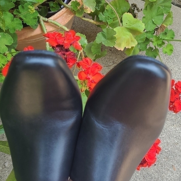 ASKA Italian black genuine leather chunky block heels mules vintage clogs - Picture 4 of 9